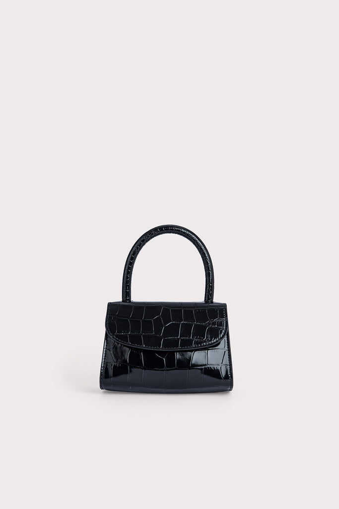 crocodile embossed leather satchel