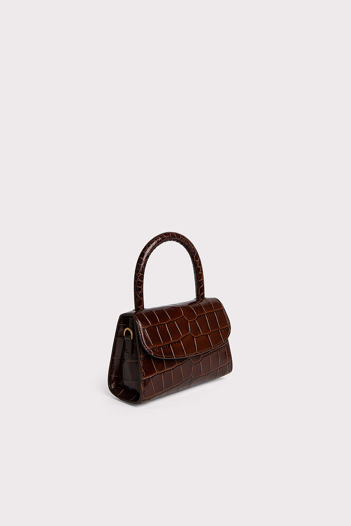 By Far Embossed Leather Mini Bag - Brown Mini Bags, Handbags