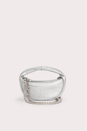 Baby Cush Silver Flat Grain Leather and Crystal Chain