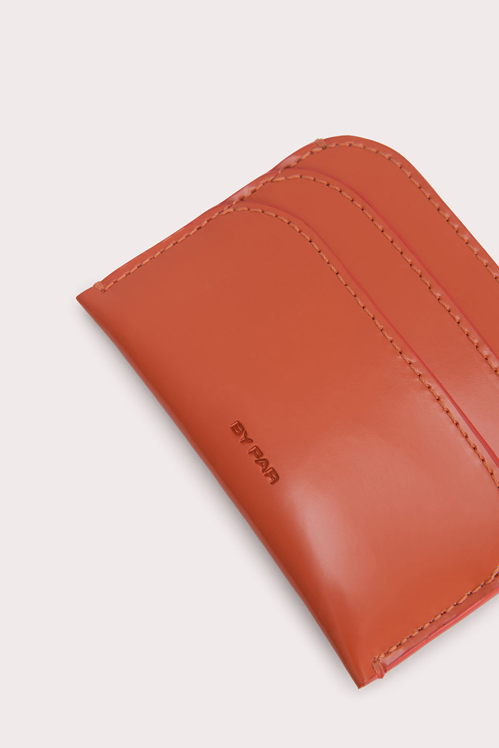 Horizon Card Holder Burnt Orange Semi Patent Leather