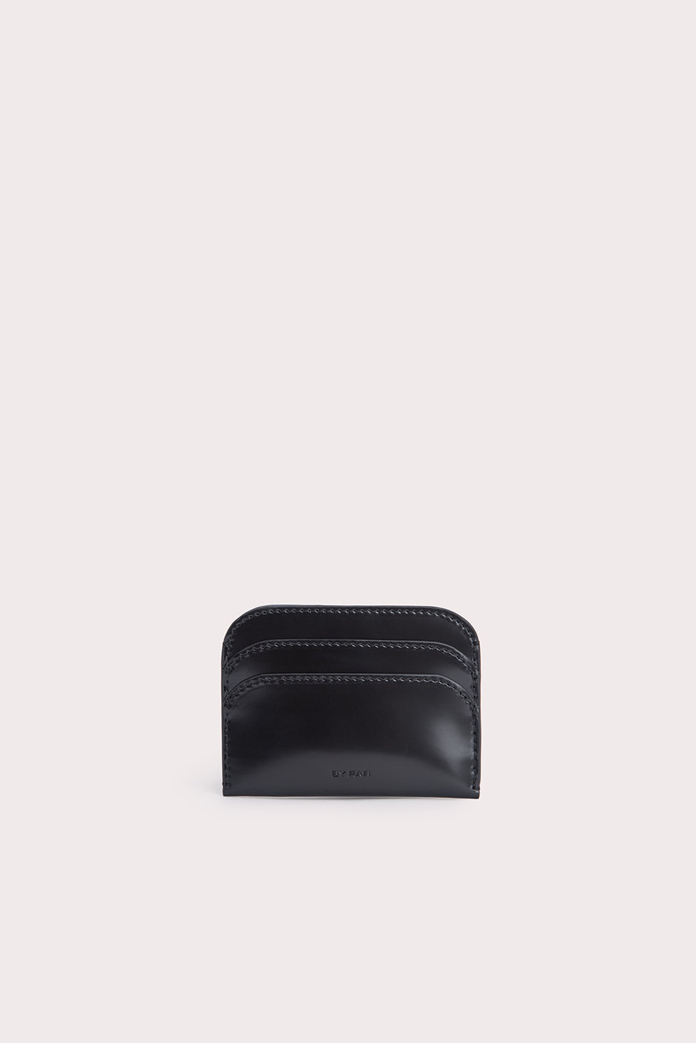Horizon Card Holder Black Semi Patent Leather