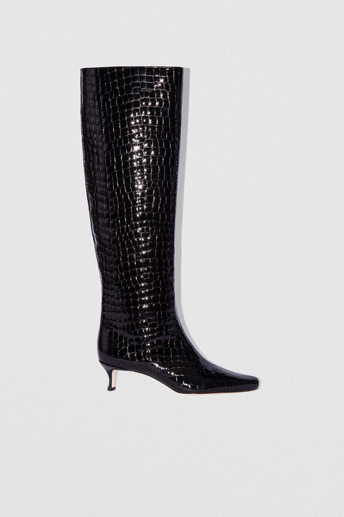 Kitten Stevie 42 Black Glossy Croco Embossed Leather – BY FAR
