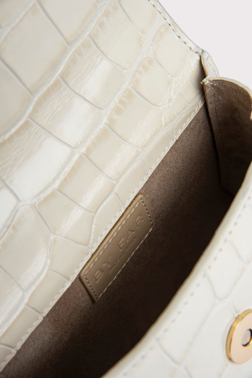 Mini Cream Croco Embossed Leather