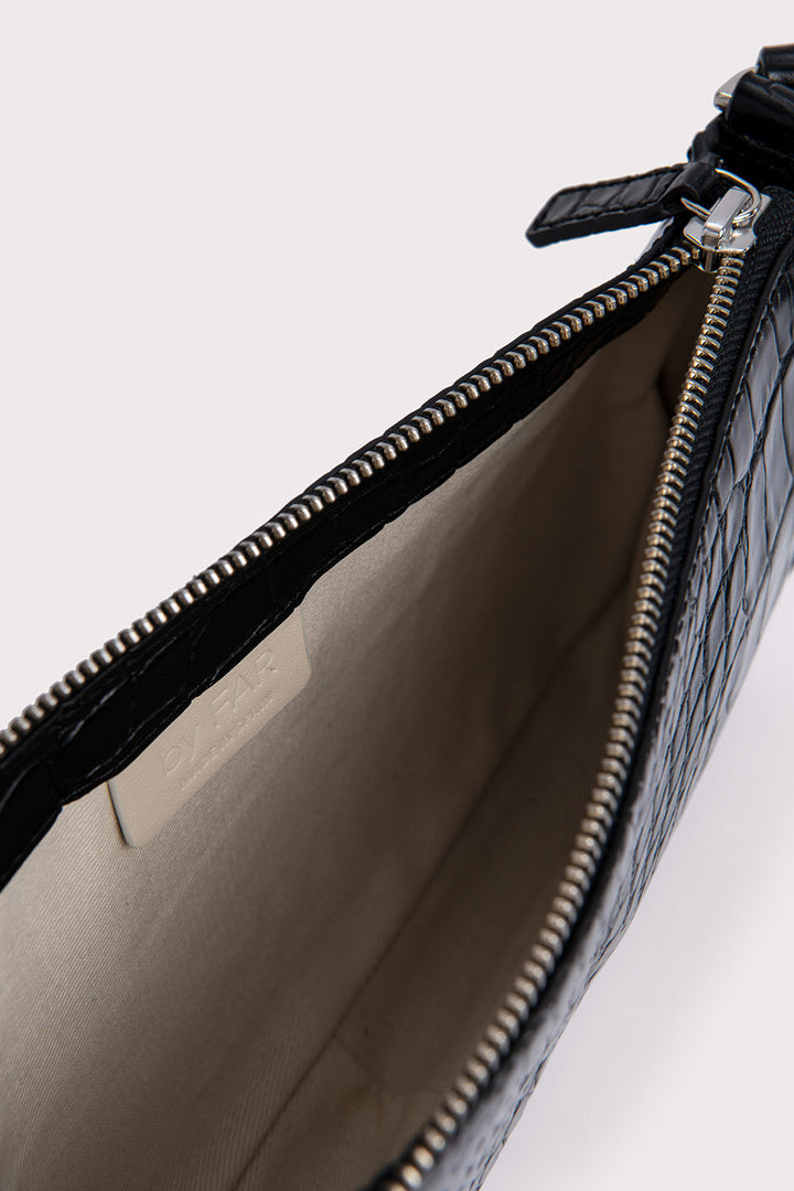 Rachel Black Croco Embossed Leather – BY FAR