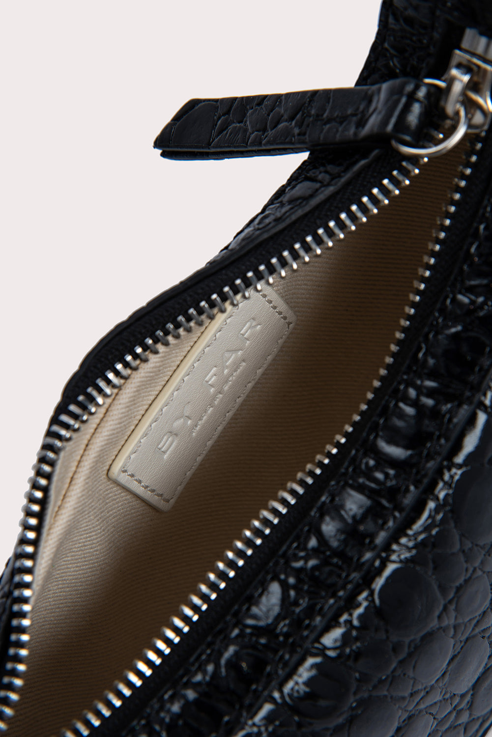 Mini Soho Black Circular Croco Embossed Leather