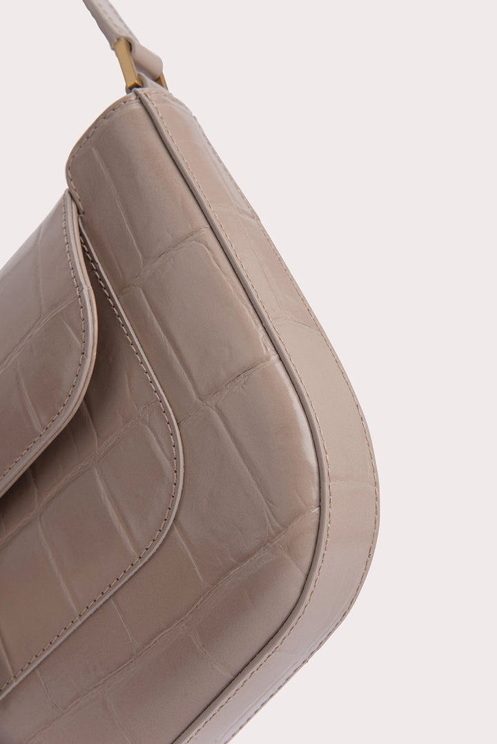 Miranda Taupe Maxi Croco Embossed Leather