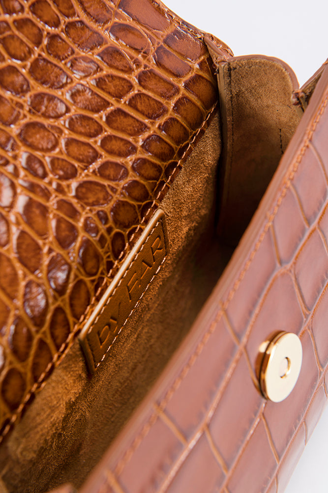 Mini Tan Croco Embossed Leather