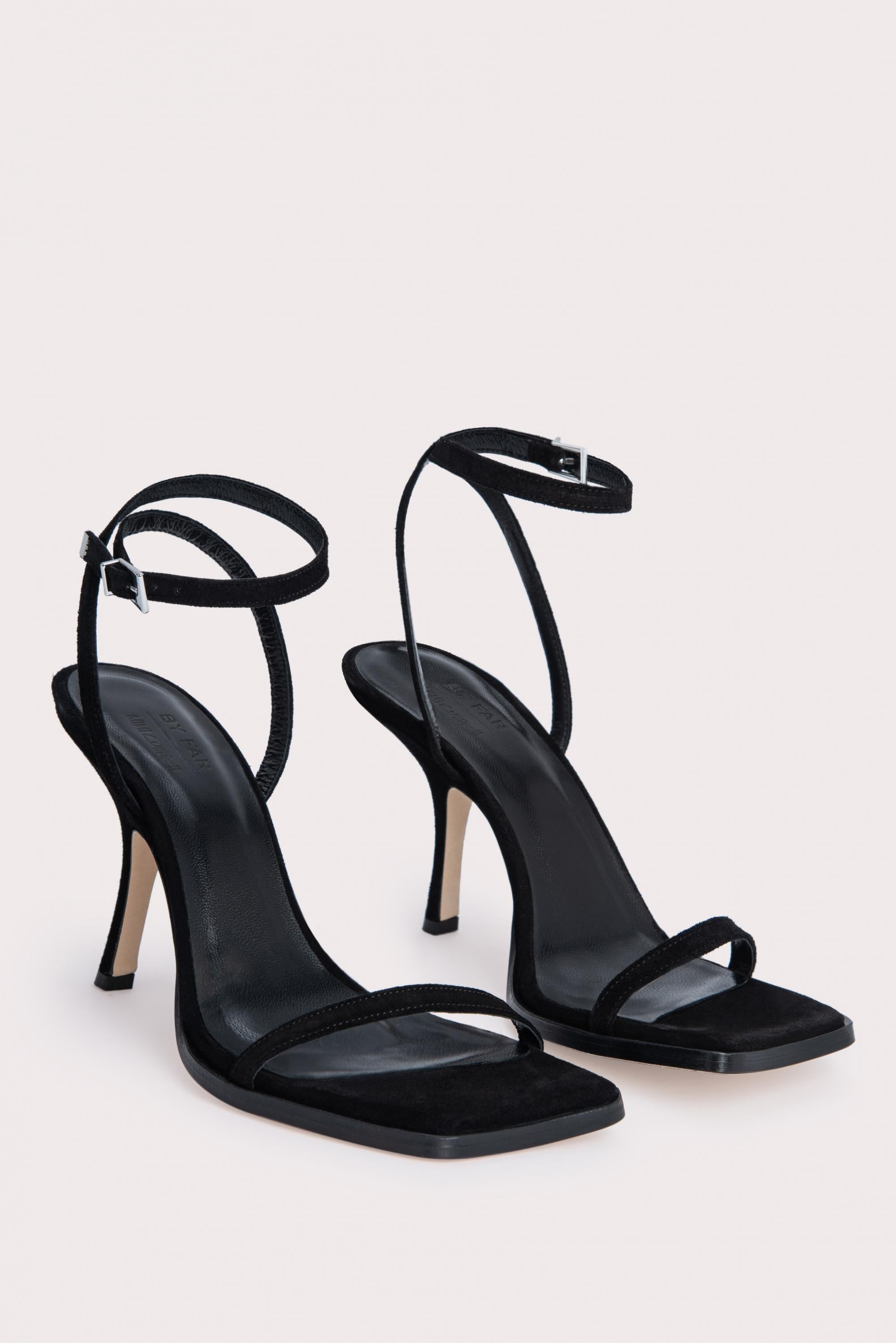 Black Celestine Sculptural Heel Strappy Sandals - CHARLES & KEITH NO
