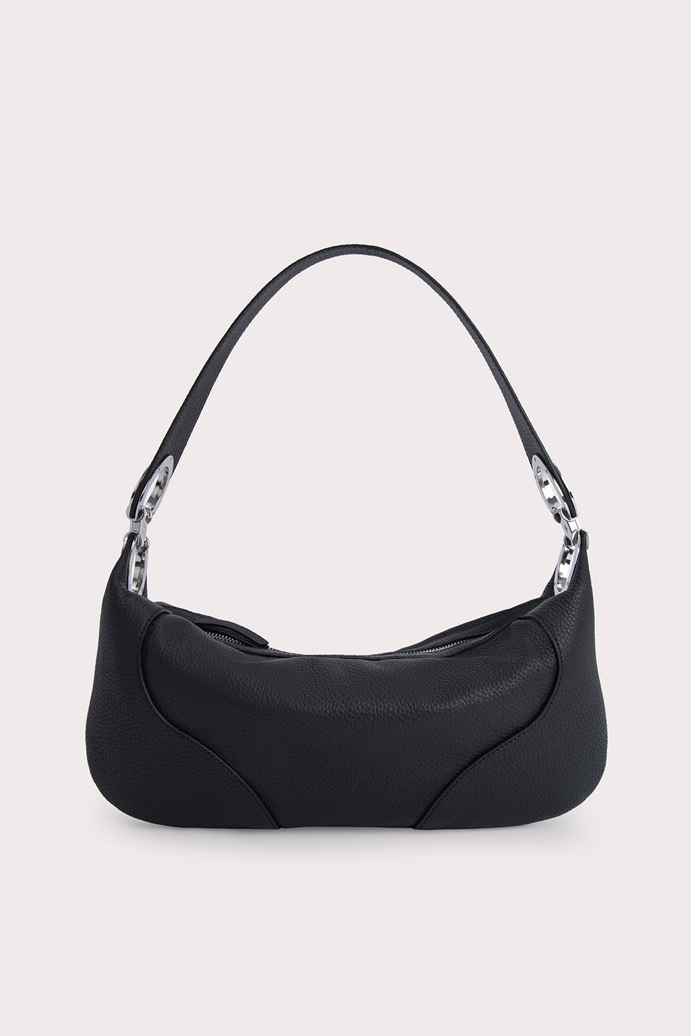 BY FAR Mini Amira Grain Leather Shoulder Bag in Black