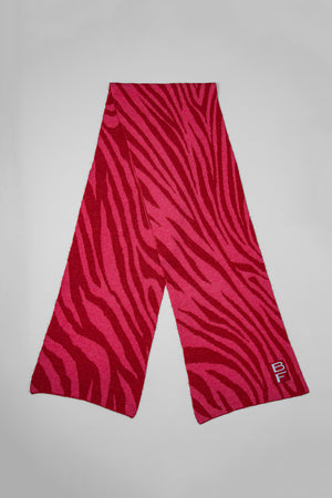 Zebra Scarf Red Hot Pink Alpaca