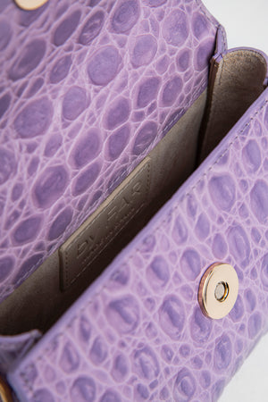 Mini Lilac Circular Croco Embossed Leather