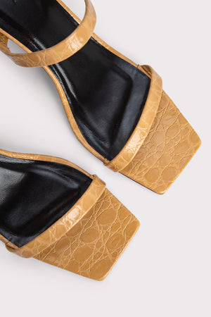 Tanya Biscuit Circular Croco Embossed Leather