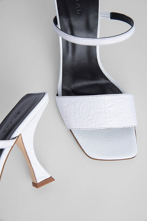 Nayla Optic White Circular Croco Embossed Leather