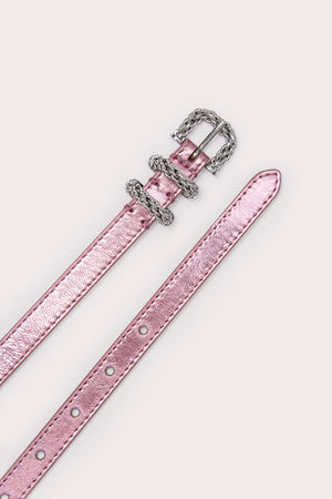 Kat Pink Metallic Leather