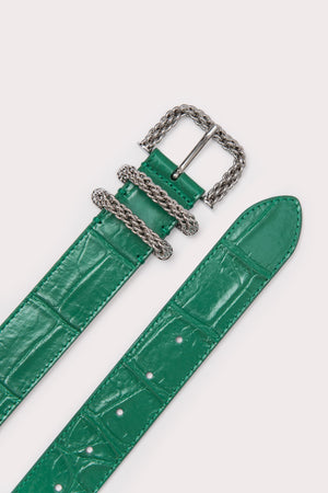 Katina Clover Green Maxi Croco Embossed Leather