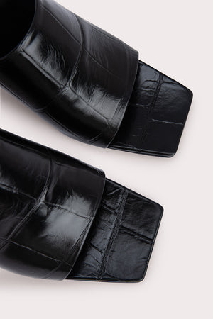 Katya Black Maxi Croco Embossed Leather