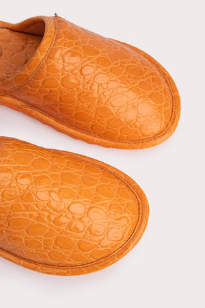 Larry Orange Circular Croco Embossed Leather