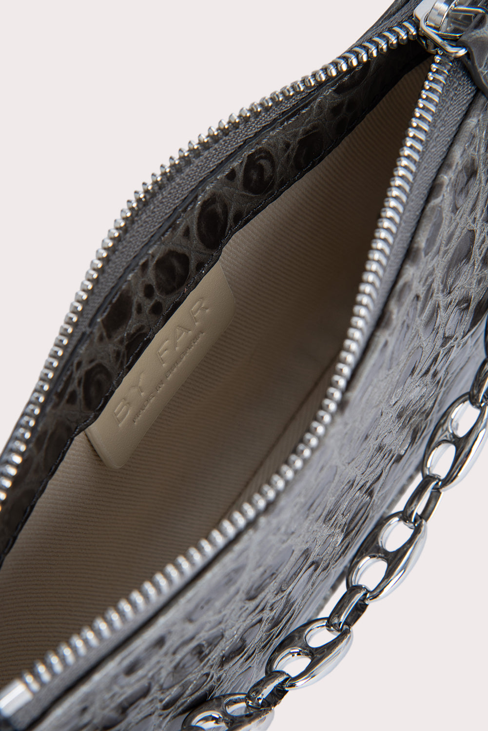 Mini Rachel Cement Circular Croco Embossed Leather - BY FAR