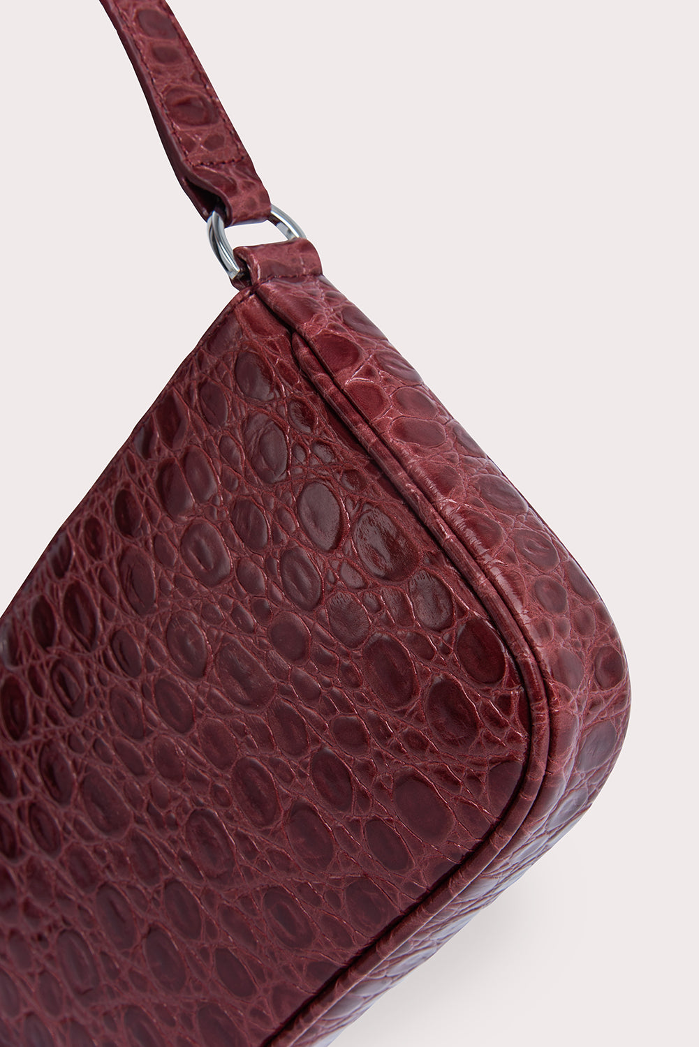 Rachel Wine Circular Croco Embossed Leather