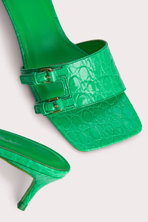 Roni Super Green Circular Croco Embossed Leather