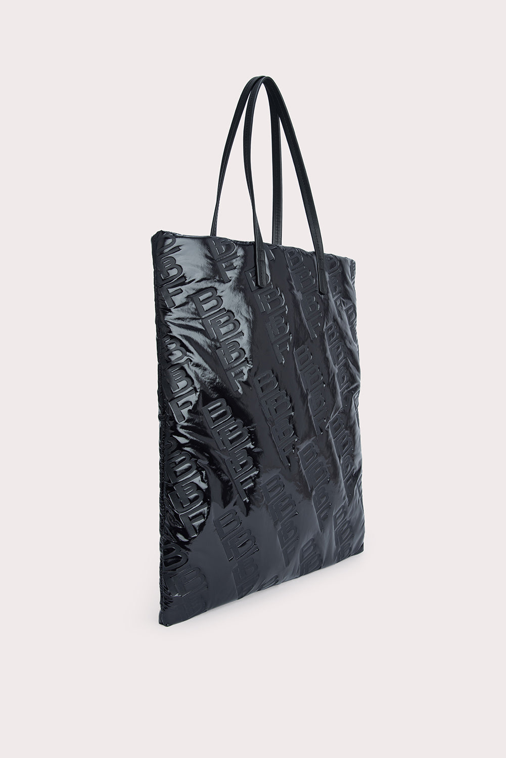 Slim Tote Black Embossed Shellsuit Fabric and Leather - BY FAR
